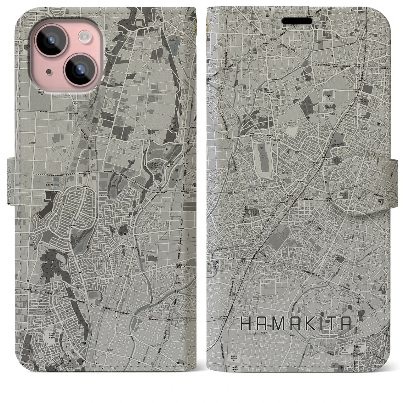 【浜北(静岡県)】地図柄iPhoneケース(手帳タイプ)