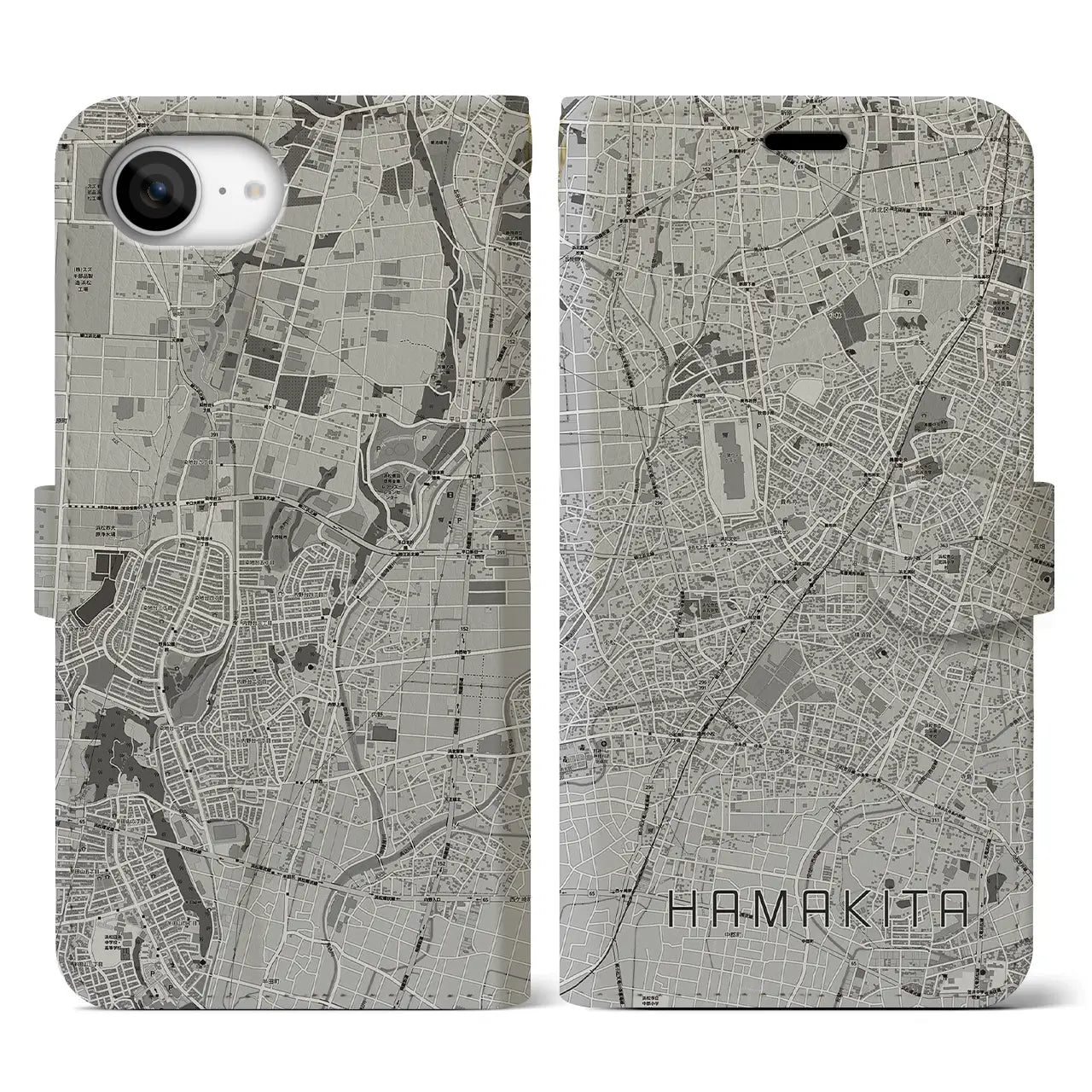 【浜北(静岡県)】地図柄iPhoneケース(手帳タイプ)