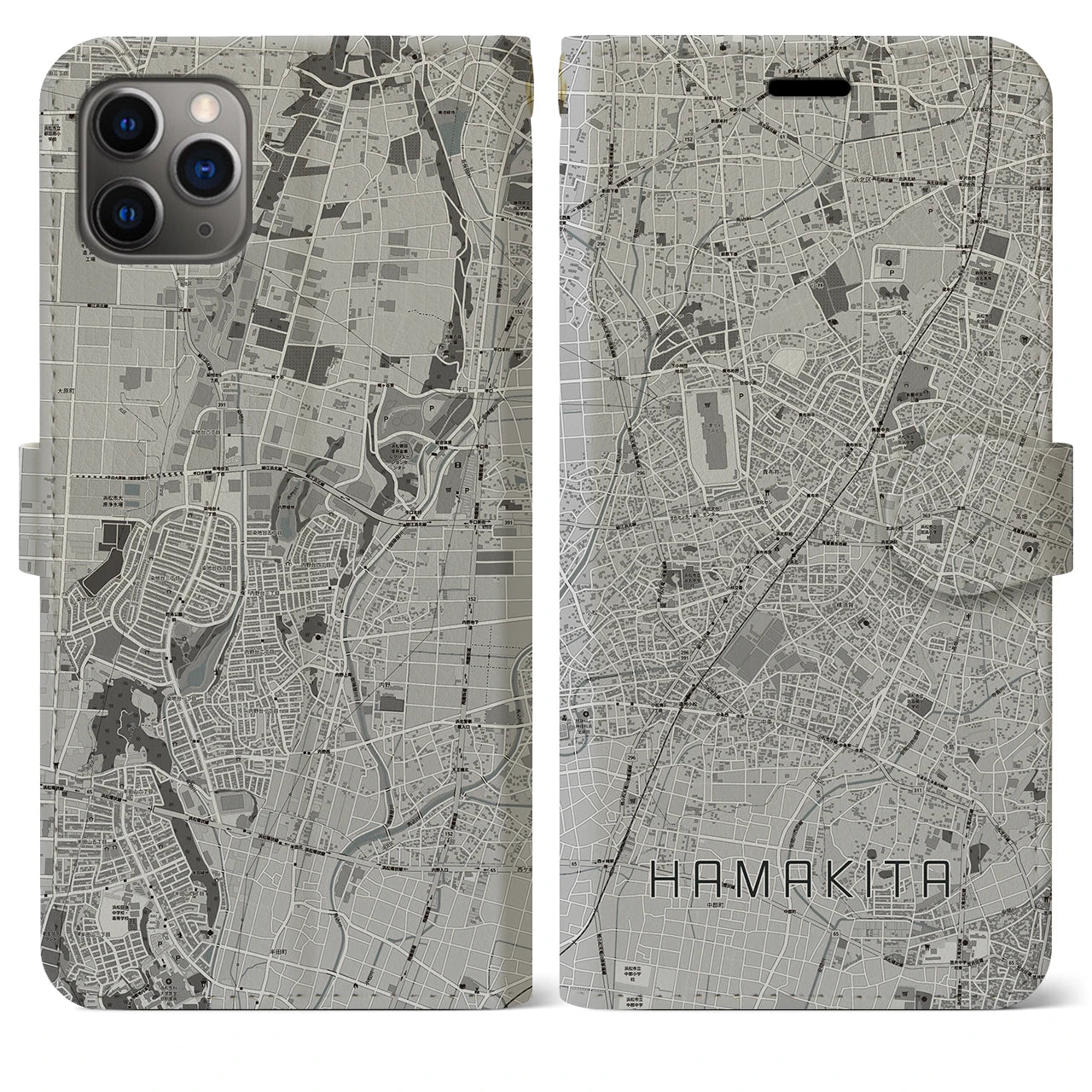 【浜北(静岡県)】地図柄iPhoneケース(手帳タイプ)