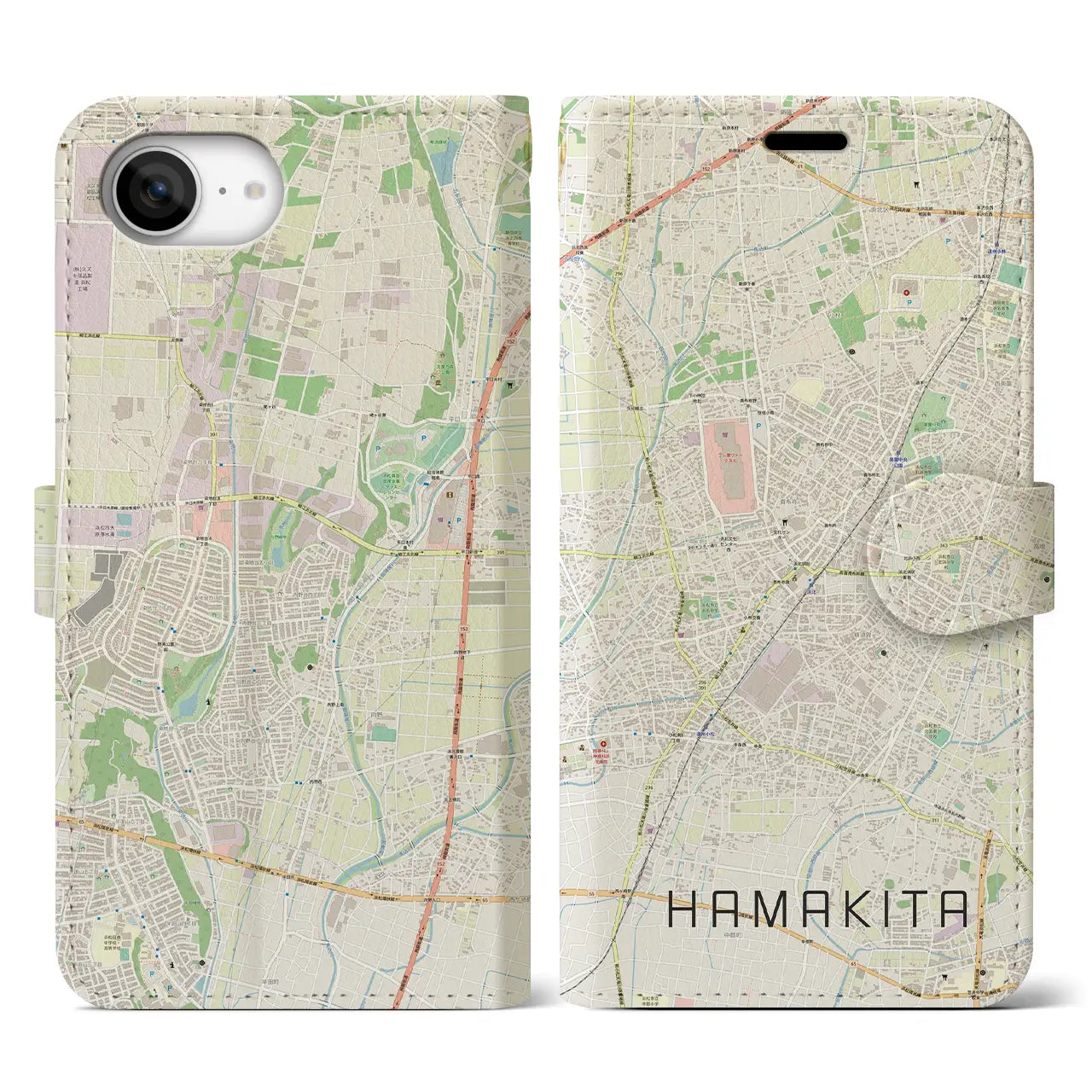 【浜北(静岡県)】地図柄iPhoneケース(手帳タイプ)