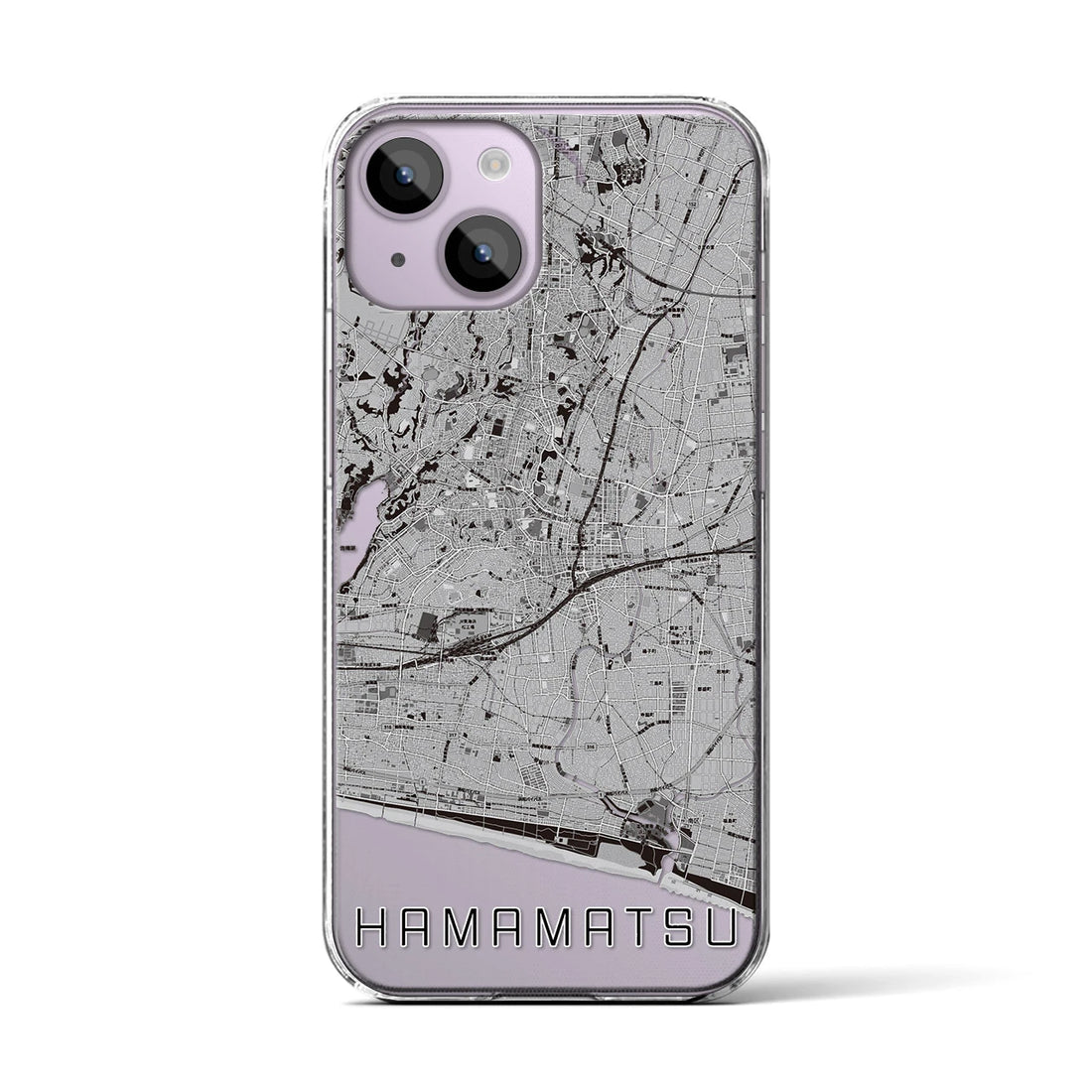 【浜松(静岡県)】地図柄iPhoneケース(クリアタイプ)モノトーン・iPhone 14 用
