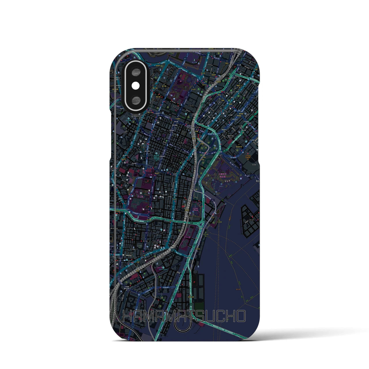 【浜松町(東京都)】地図柄iPhoneケース(バックカバータイプ)