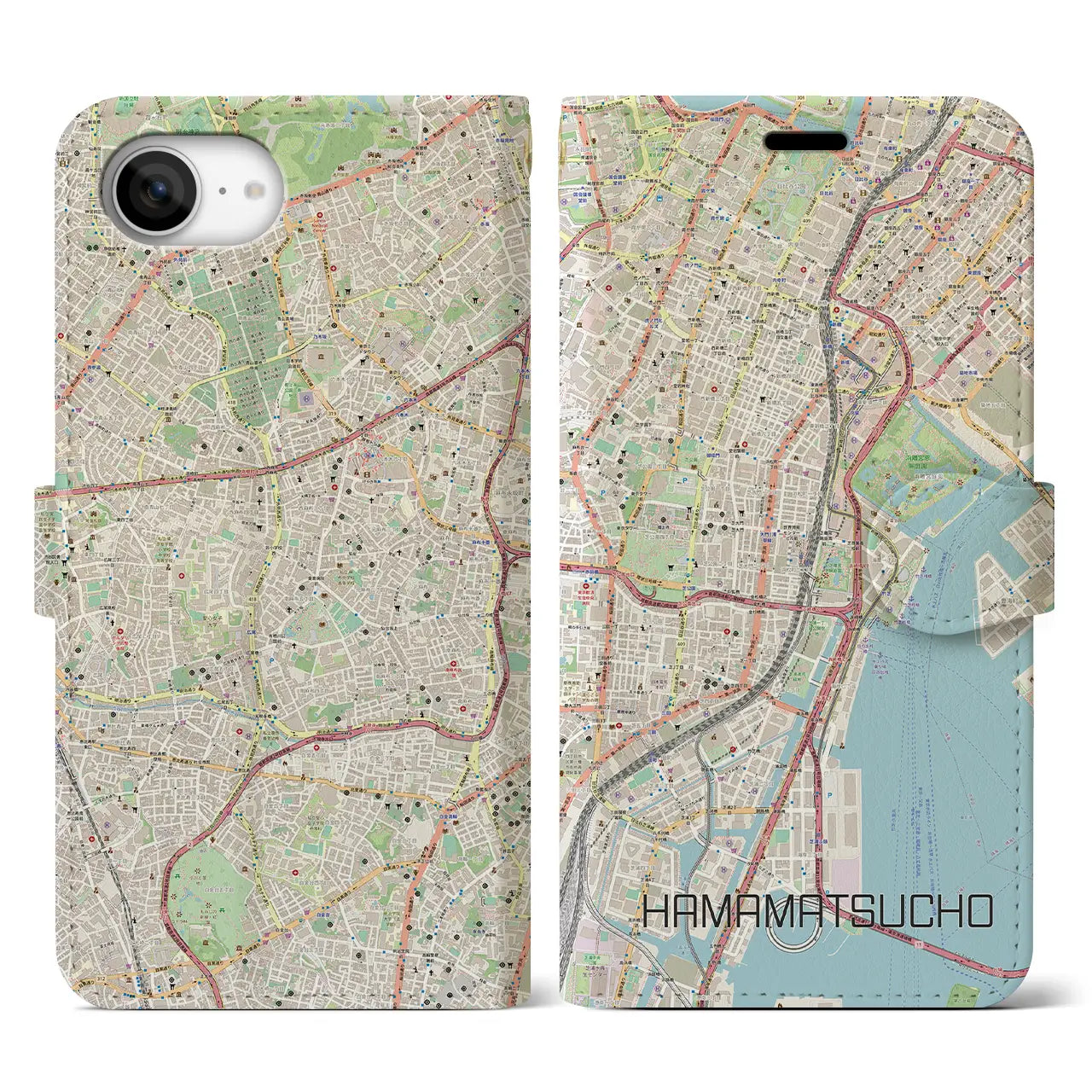 【浜松町(東京都)】地図柄iPhoneケース(手帳タイプ)