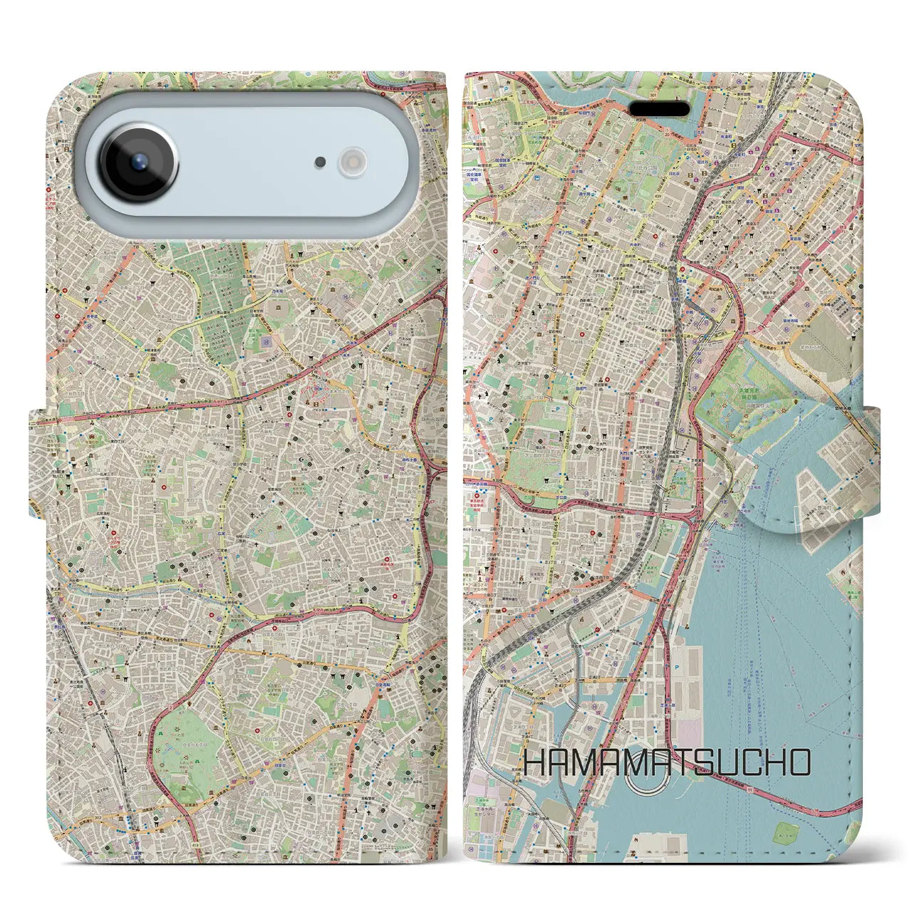 【浜松町(東京都)】地図柄iPhoneケース(手帳タイプ)