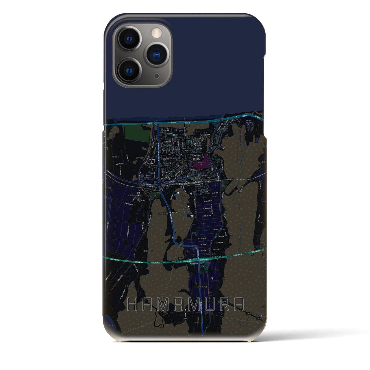 【浜村(鳥取県)】地図柄iPhoneケース(バックカバータイプ)