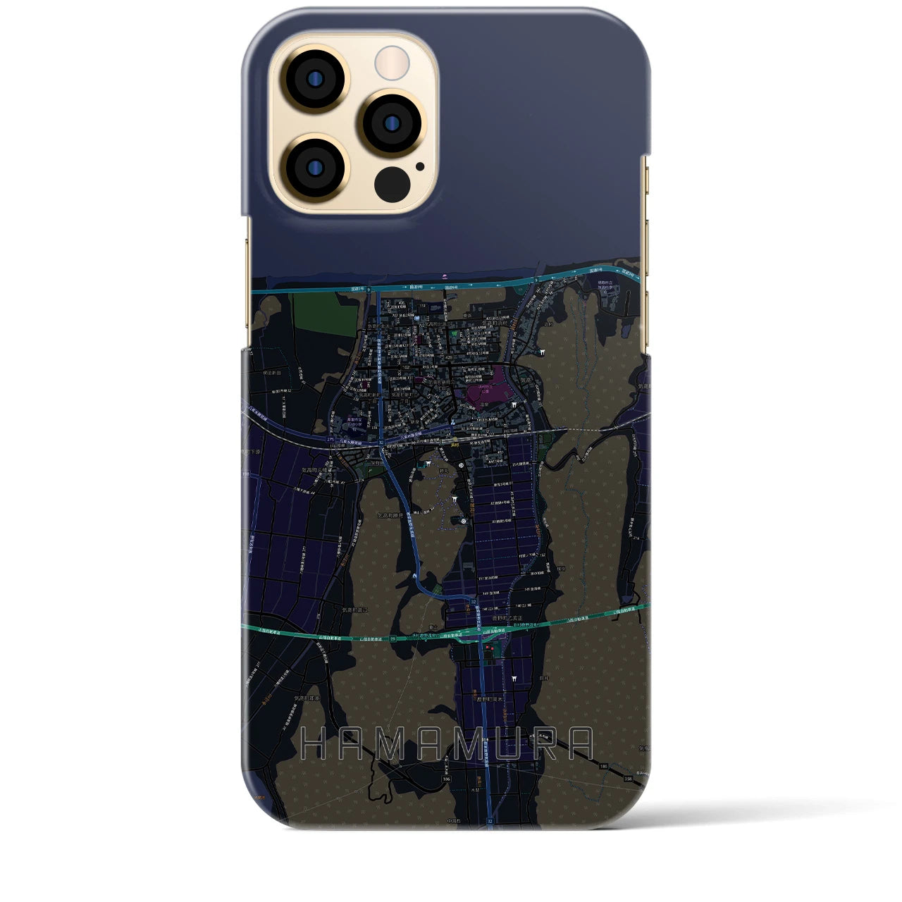 【浜村(鳥取県)】地図柄iPhoneケース(バックカバータイプ)