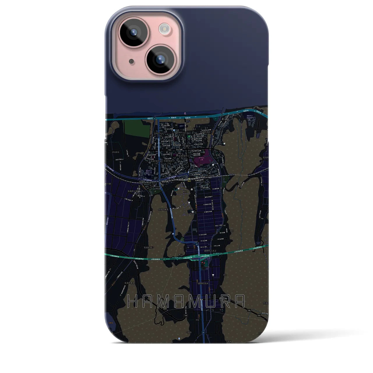 【浜村(鳥取県)】地図柄iPhoneケース(バックカバータイプ)