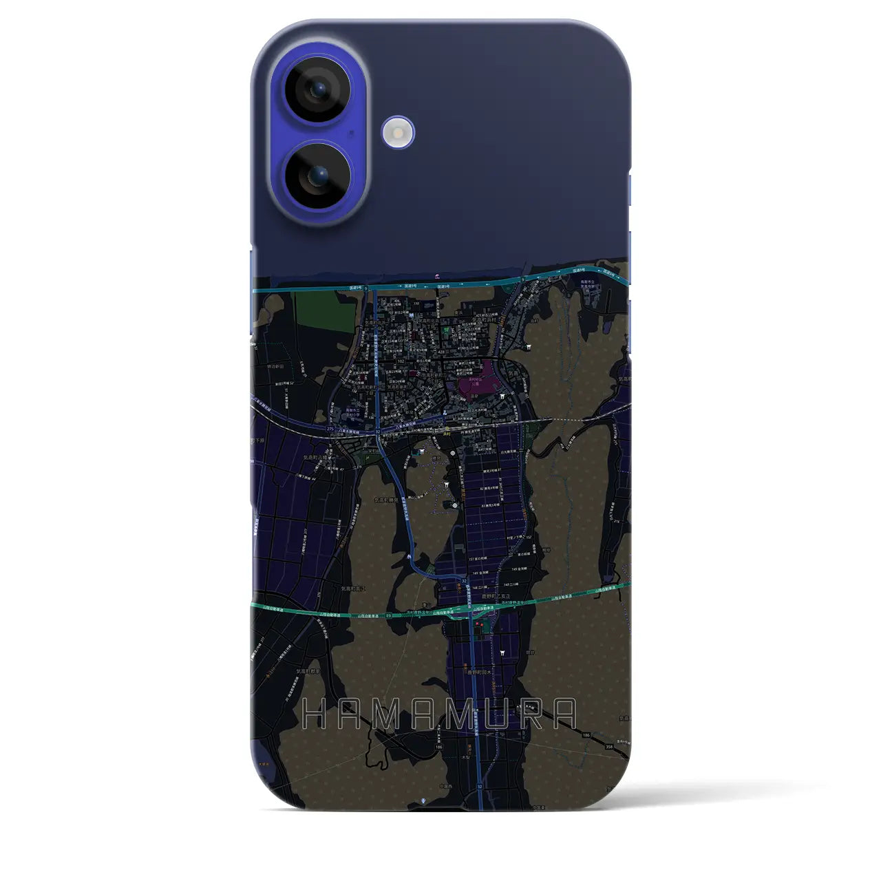 【浜村(鳥取県)】地図柄iPhoneケース(バックカバータイプ)