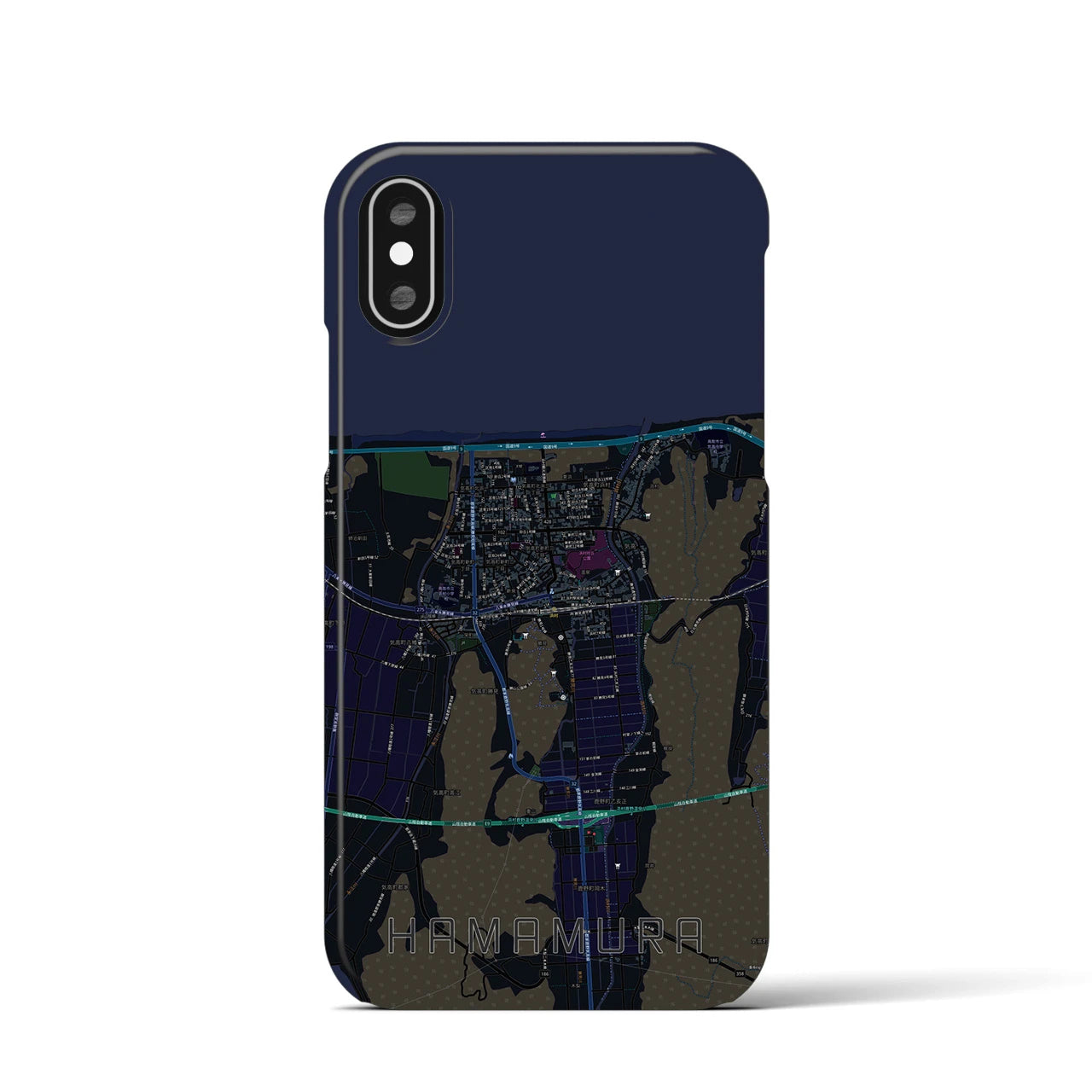 【浜村(鳥取県)】地図柄iPhoneケース(バックカバータイプ)