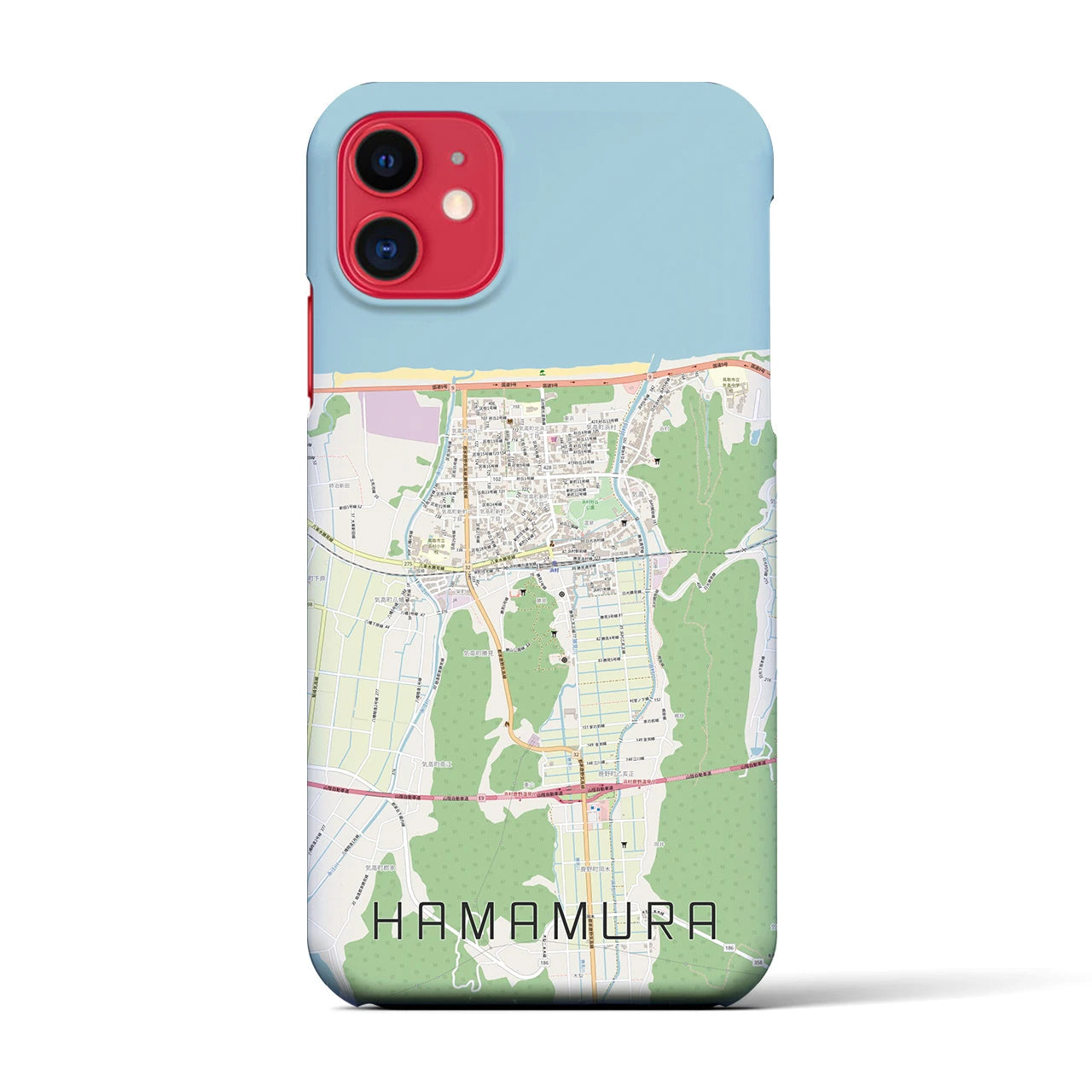 【浜村(鳥取県)】地図柄iPhoneケース(バックカバータイプ)