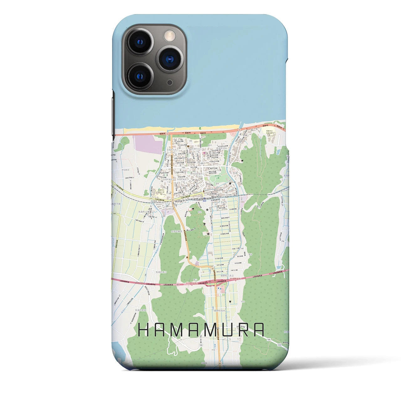 【浜村(鳥取県)】地図柄iPhoneケース(バックカバータイプ)