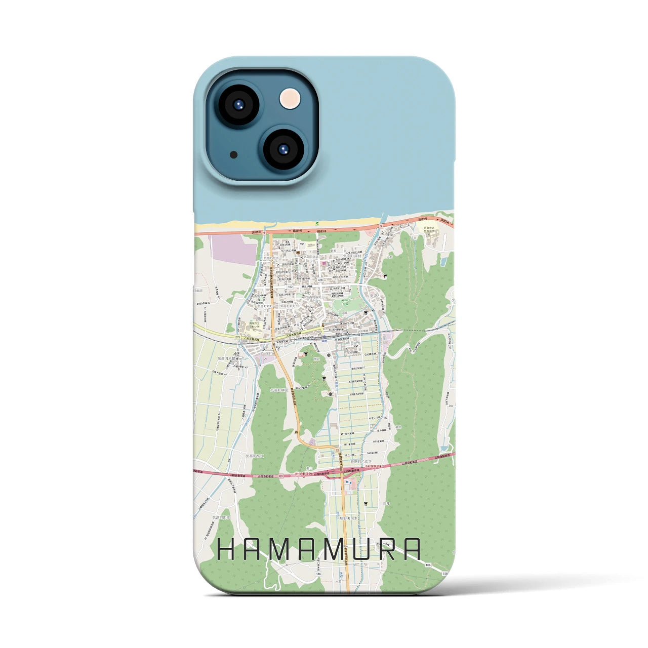 【浜村(鳥取県)】地図柄iPhoneケース(バックカバータイプ)