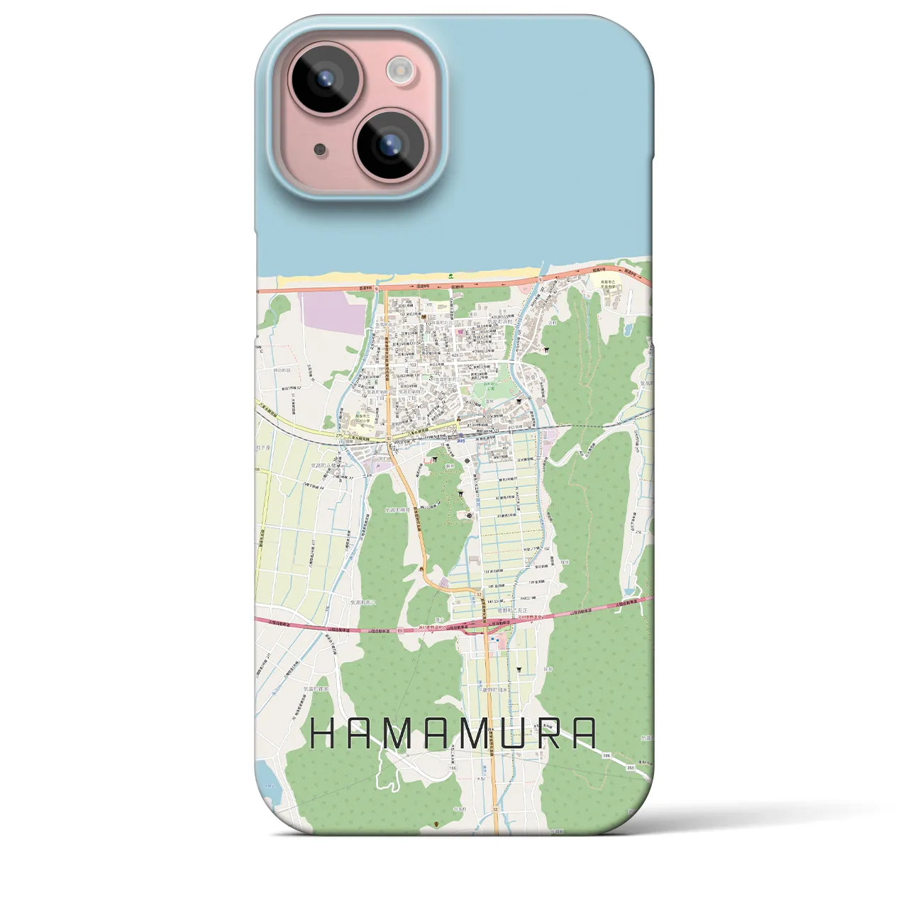 【浜村(鳥取県)】地図柄iPhoneケース(バックカバータイプ)