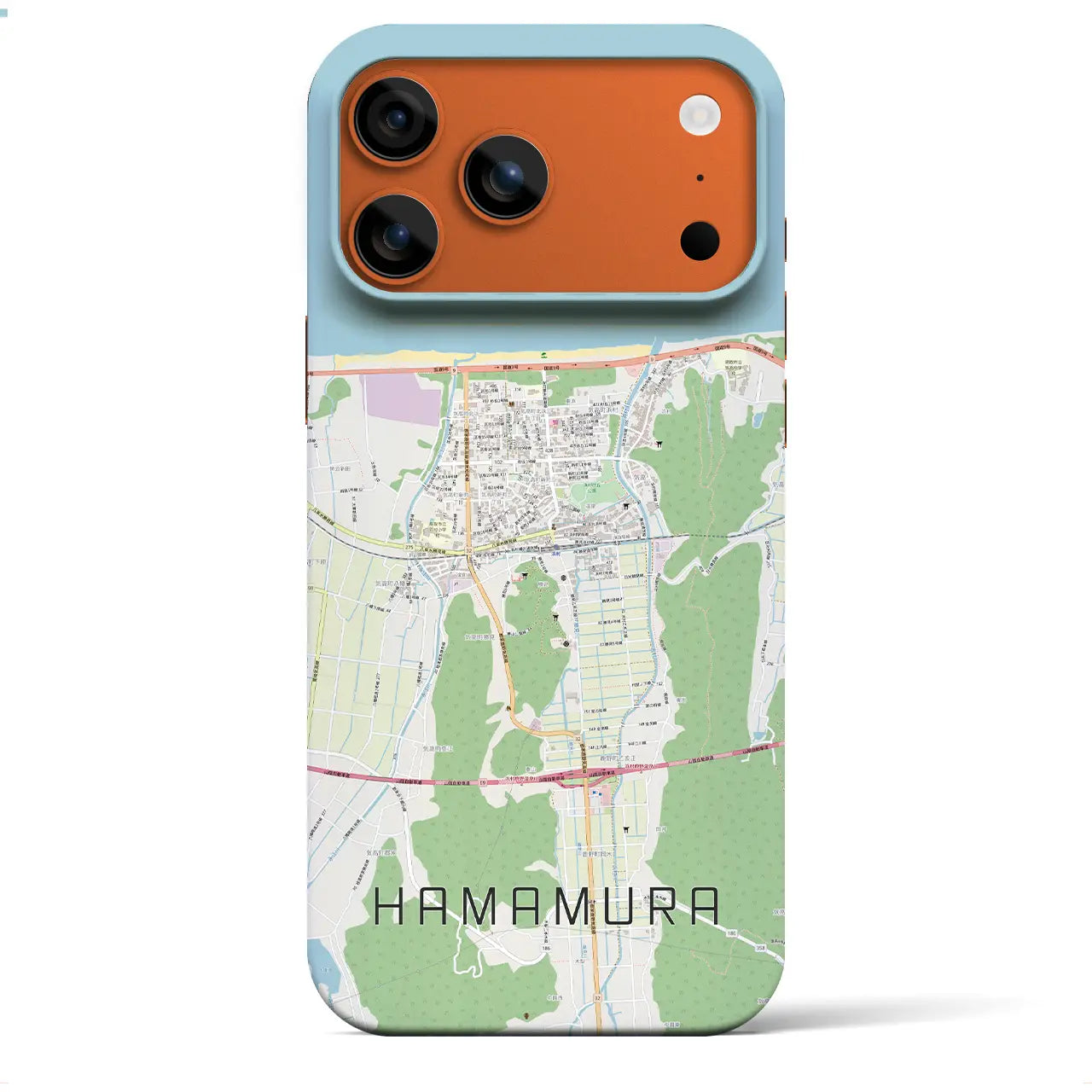 【浜村(鳥取県)】地図柄iPhoneケース(バックカバータイプ)ブラック・iPhone 17 Pro Max 用