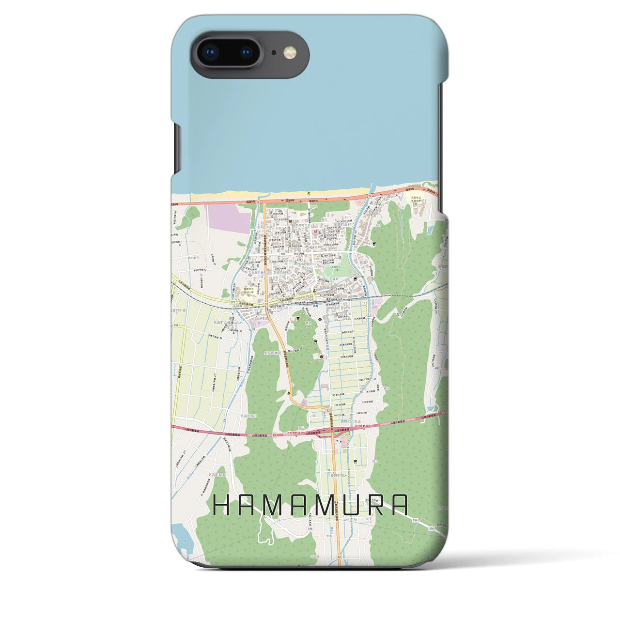 【浜村(鳥取県)】地図柄iPhoneケース(バックカバータイプ)