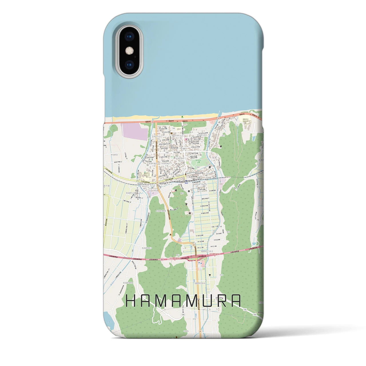 【浜村(鳥取県)】地図柄iPhoneケース(バックカバータイプ)