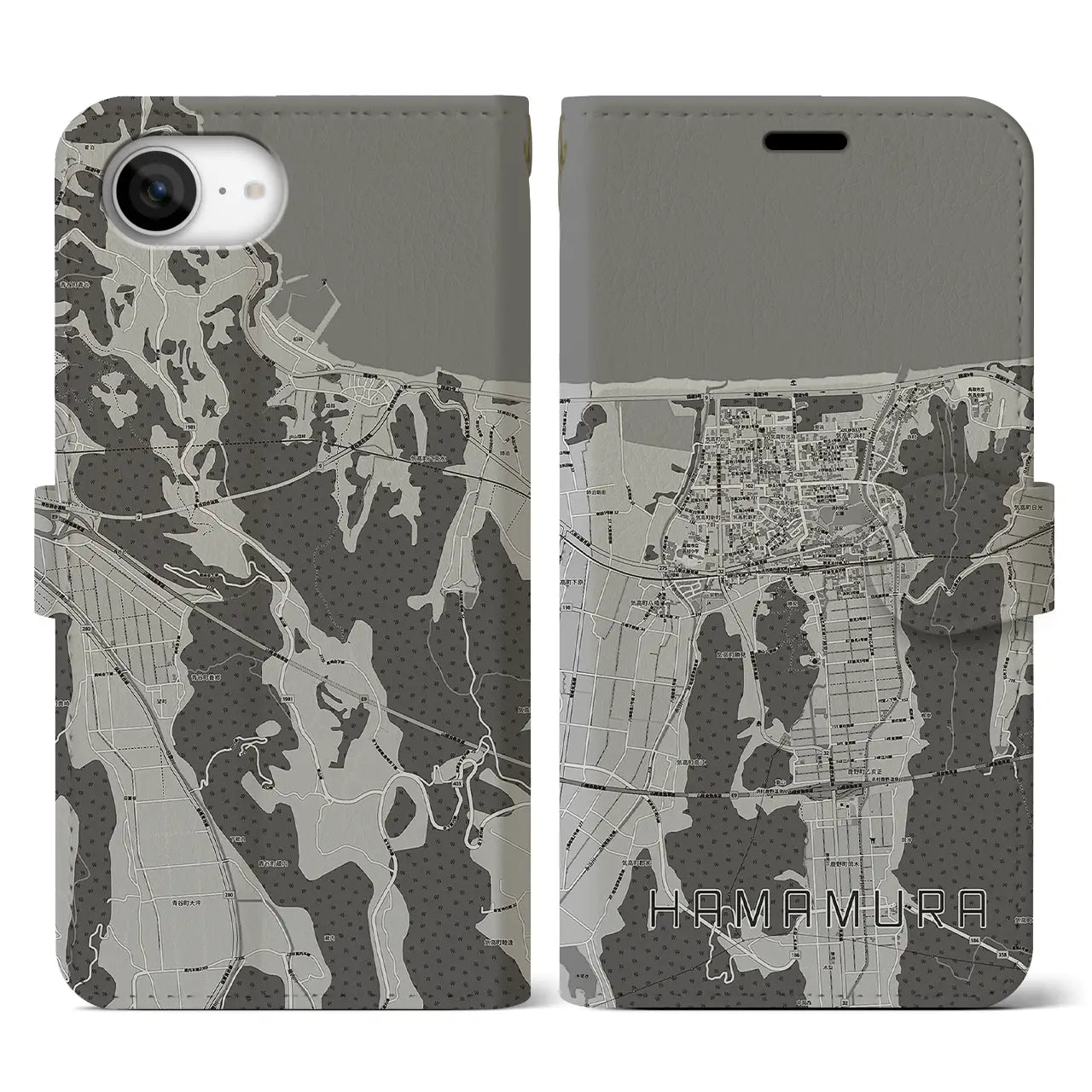 【浜村(鳥取県)】地図柄iPhoneケース(手帳タイプ)