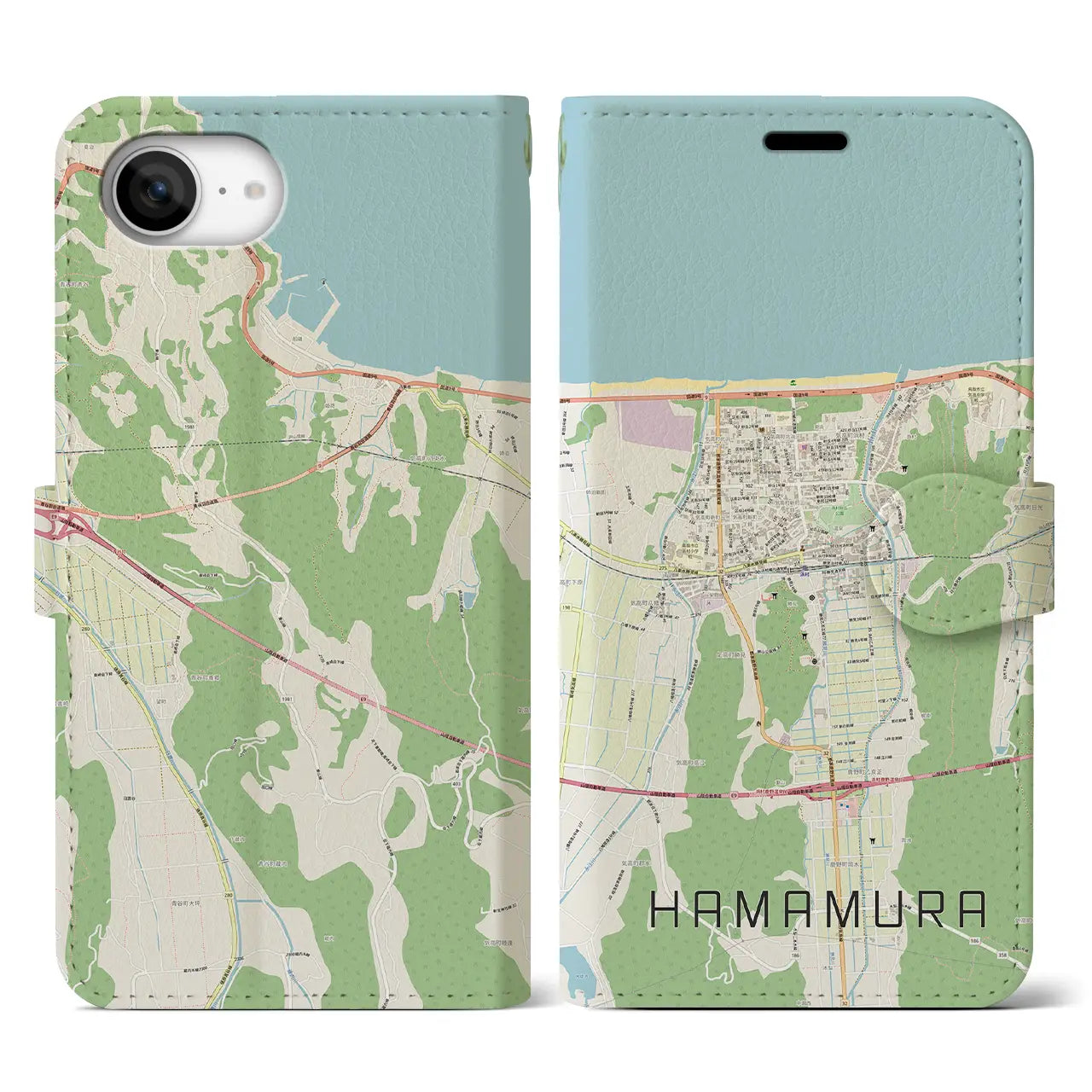 【浜村(鳥取県)】地図柄iPhoneケース(手帳タイプ)