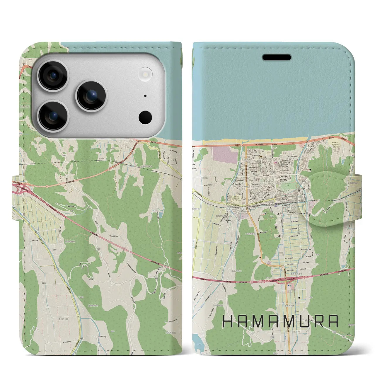 【浜村(鳥取県)】地図柄iPhoneケース(手帳タイプ)