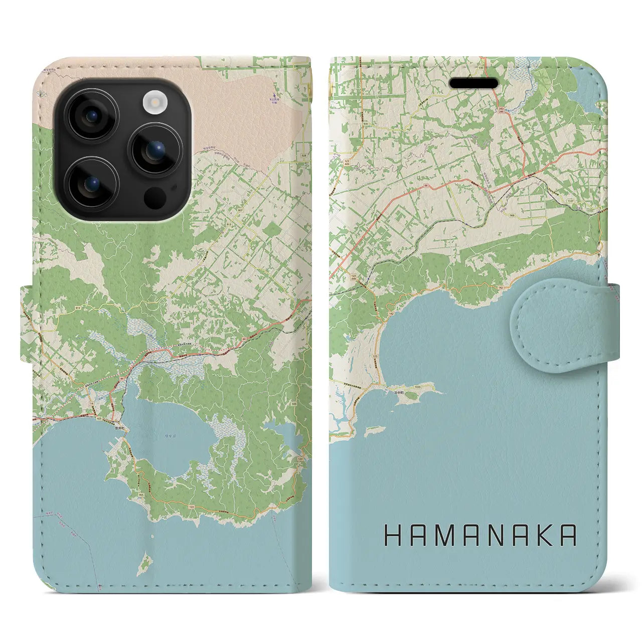 【浜中(北海道)】地図柄iPhoneケース(手帳タイプ)ナチュラル・iPhone 16 用