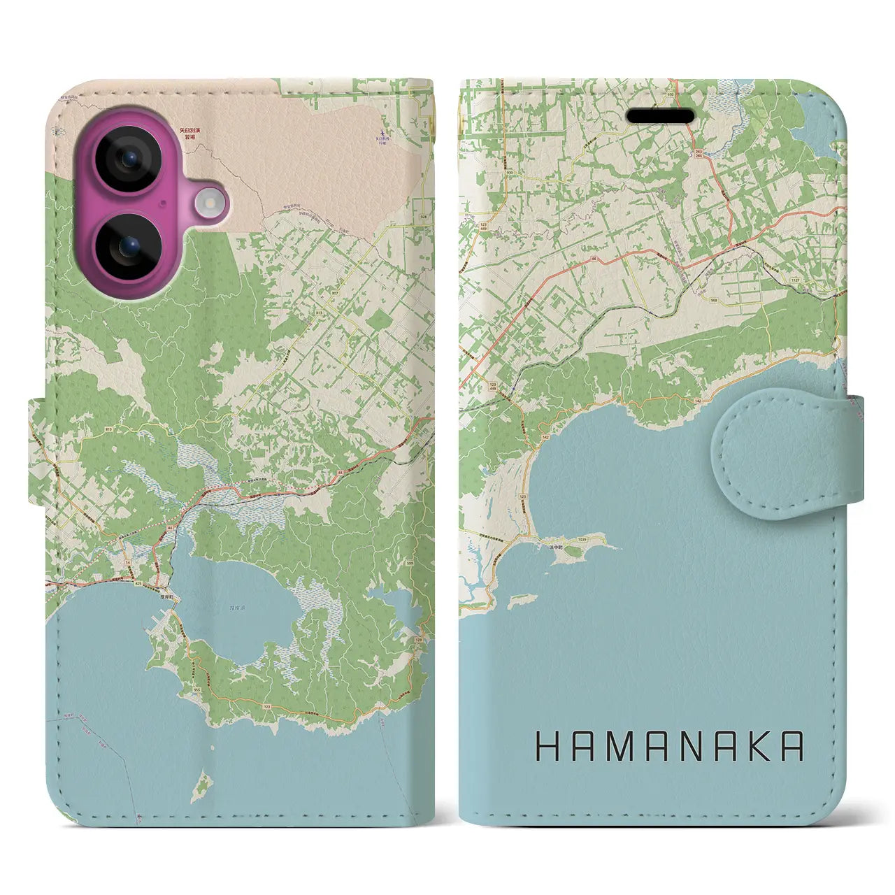 【浜中(北海道)】地図柄iPhoneケース(手帳タイプ)ナチュラル・iPhone 16 Pro 用
