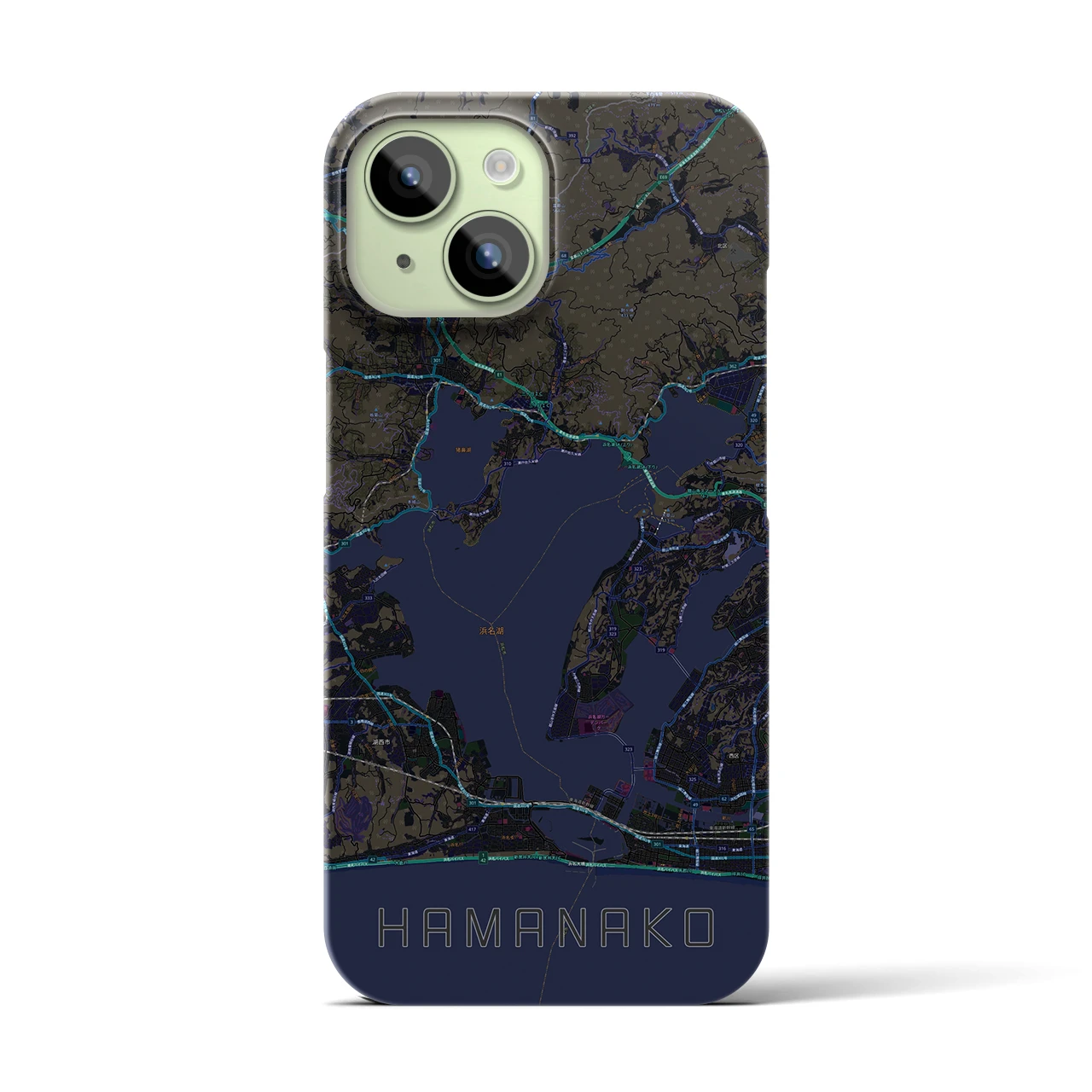 【浜名湖(静岡県)】地図柄iPhoneケース(バックカバータイプ)
