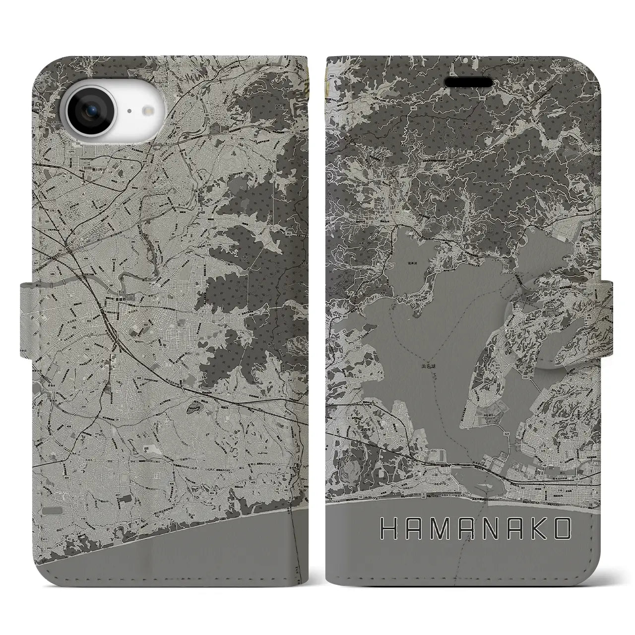 【浜名湖(静岡県)】地図柄iPhoneケース(手帳タイプ)