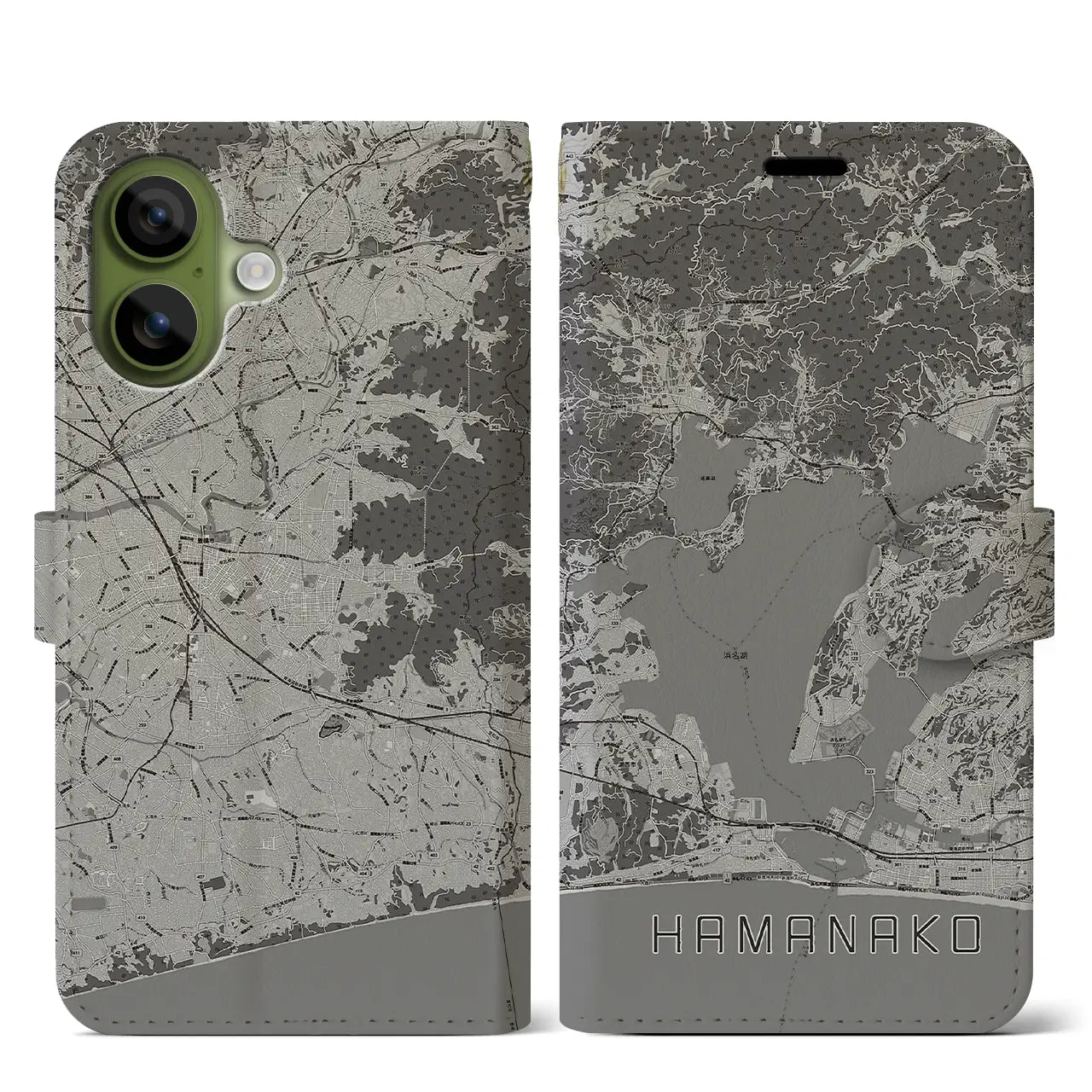 【浜名湖(静岡県)】地図柄iPhoneケース(手帳タイプ)