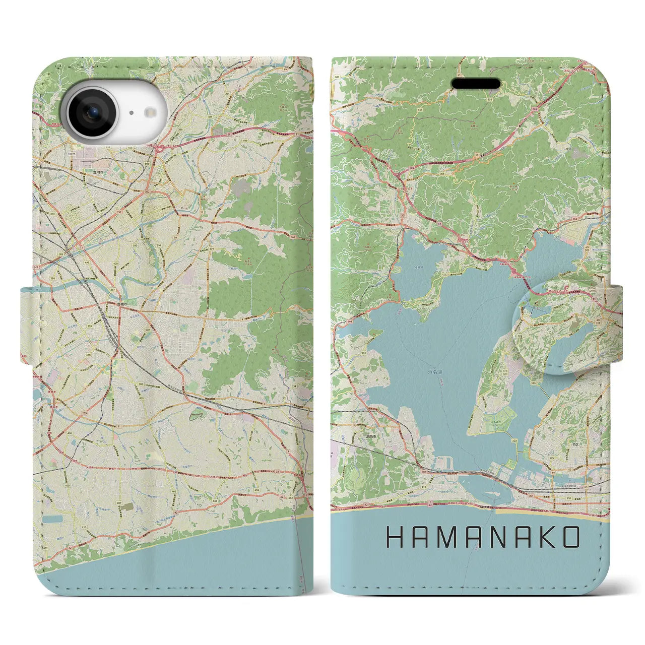 【浜名湖(静岡県)】地図柄iPhoneケース(手帳タイプ)