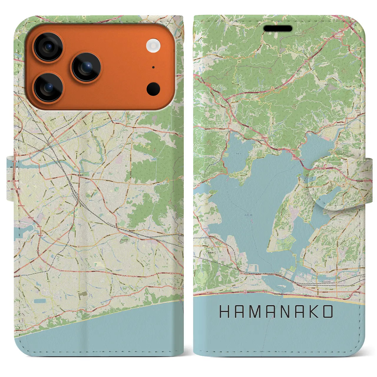 【浜名湖(静岡県)】地図柄iPhoneケース(手帳タイプ)