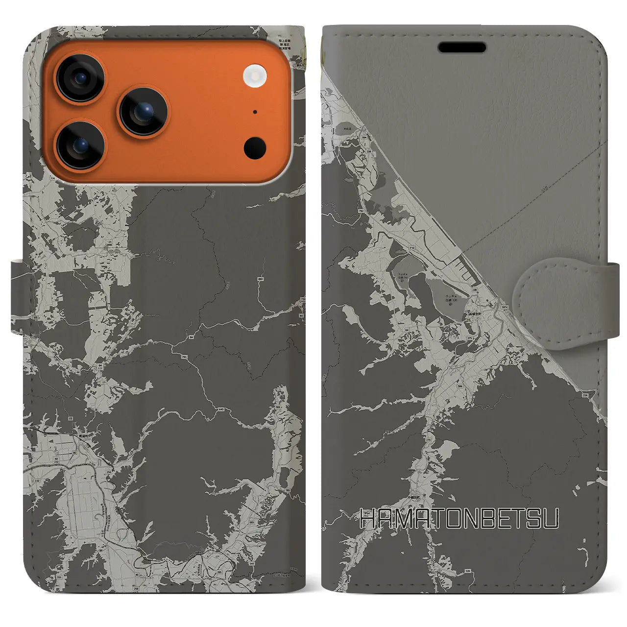 【浜頓別(北海道)】地図柄iPhoneケース(手帳タイプ)