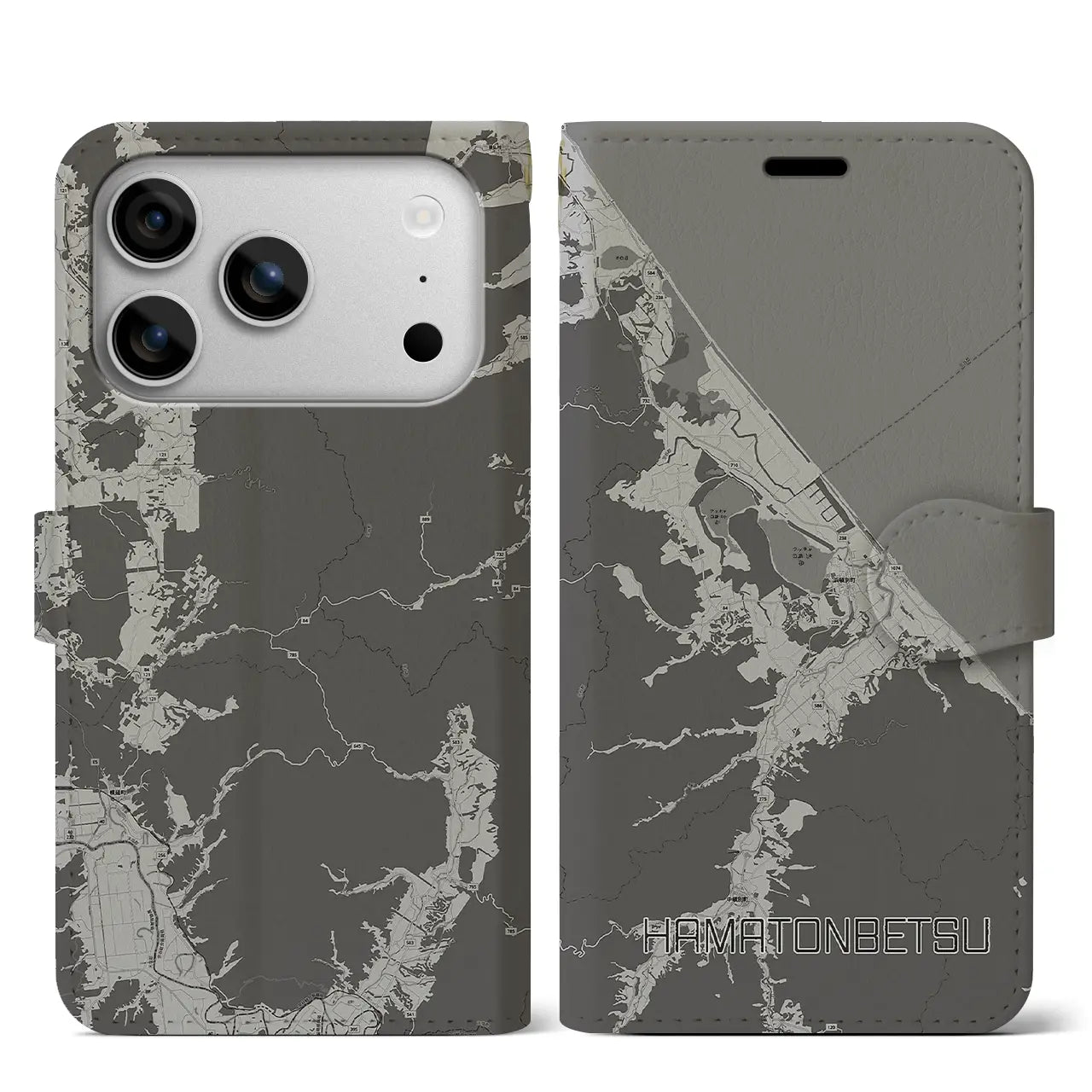 【浜頓別(北海道)】地図柄iPhoneケース(手帳タイプ)