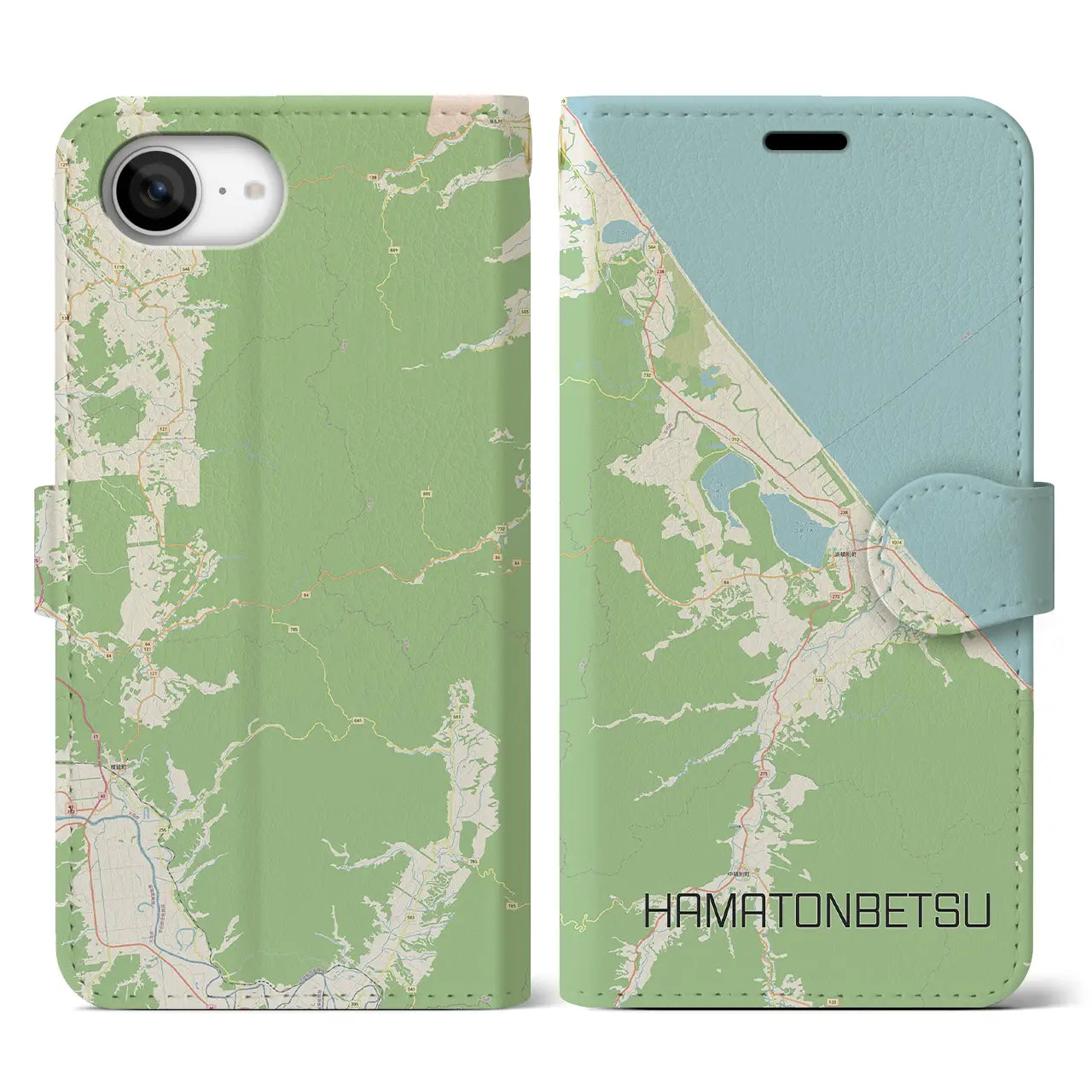 【浜頓別(北海道)】地図柄iPhoneケース(手帳タイプ)
