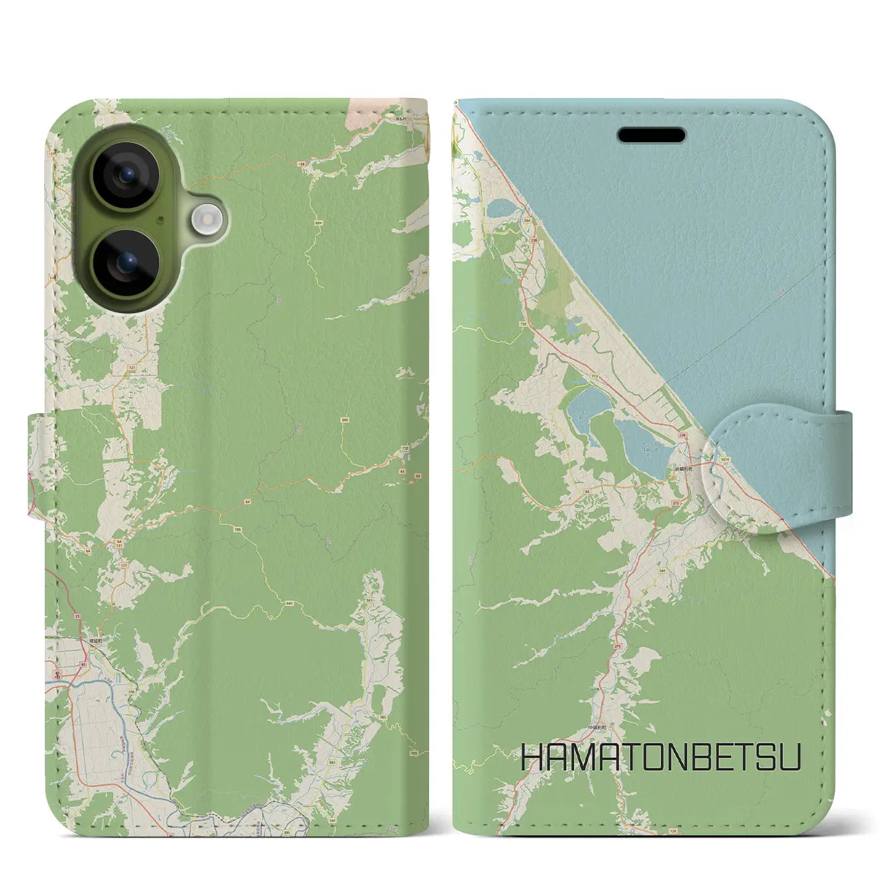 【浜頓別(北海道)】地図柄iPhoneケース(手帳タイプ)