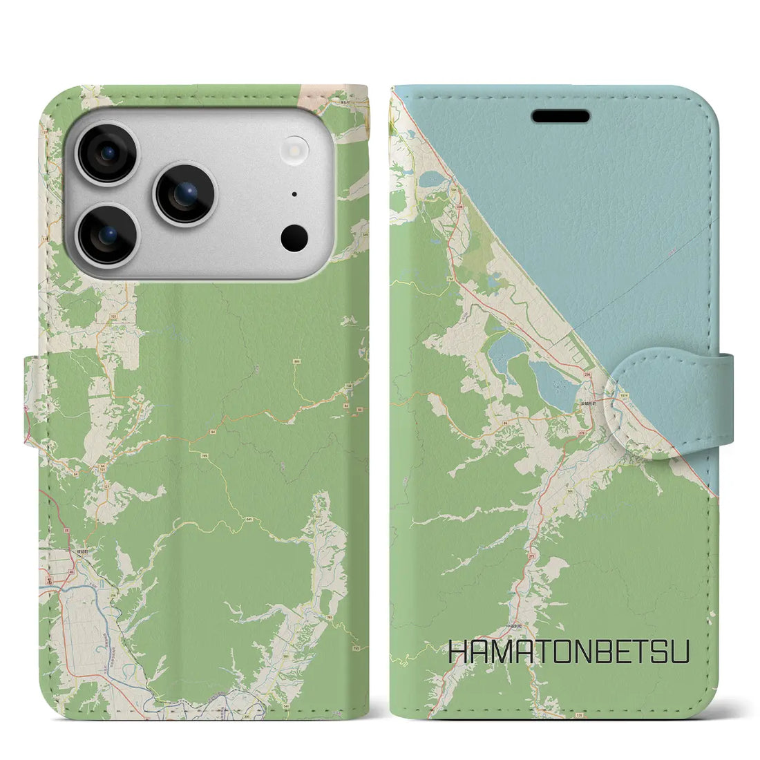 【浜頓別(北海道)】地図柄iPhoneケース(手帳タイプ)ナチュラル・iPhone 17 Pro Max 用