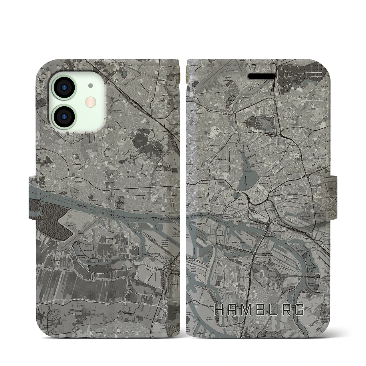 【ハンブルク(ドイツ)】地図柄iPhoneケース(手帳タイプ)