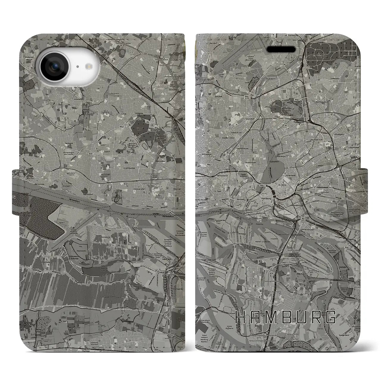 【ハンブルク(ドイツ)】地図柄iPhoneケース(手帳タイプ)