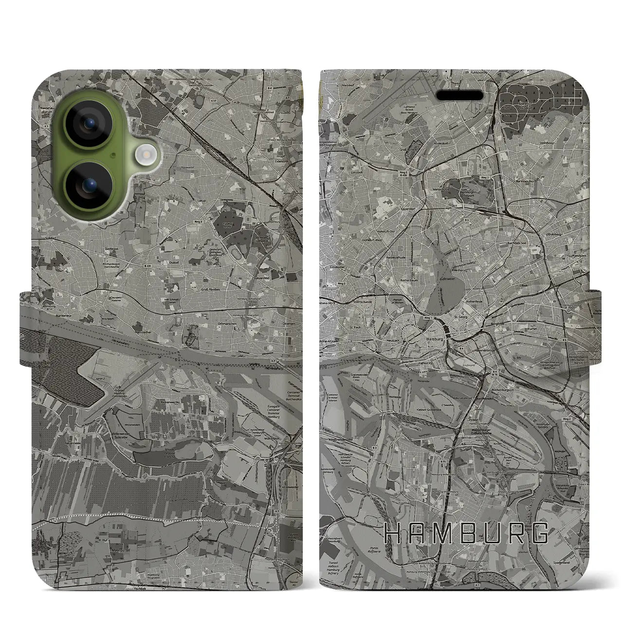 【ハンブルク(ドイツ)】地図柄iPhoneケース(手帳タイプ)