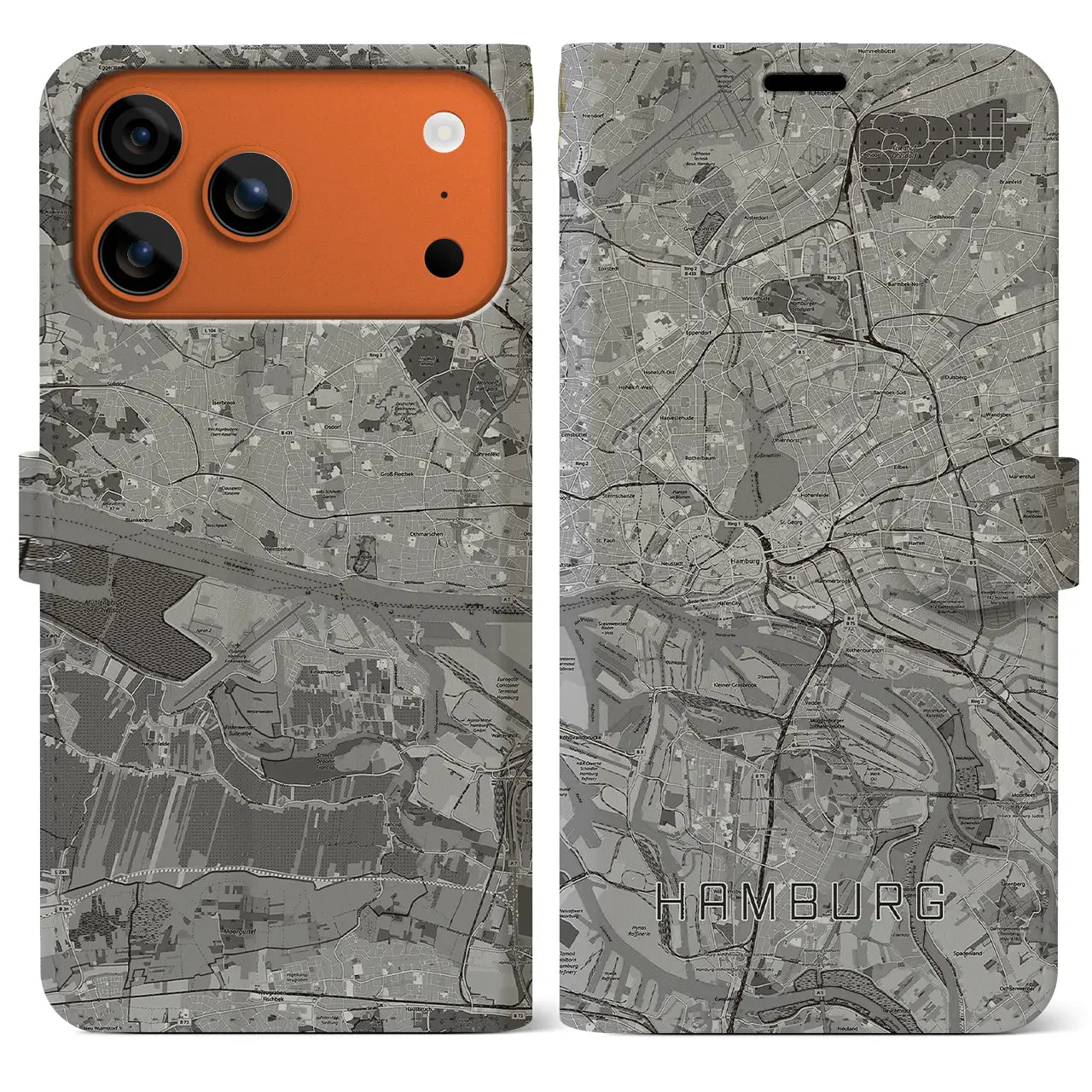 【ハンブルク(ドイツ)】地図柄iPhoneケース(手帳タイプ)