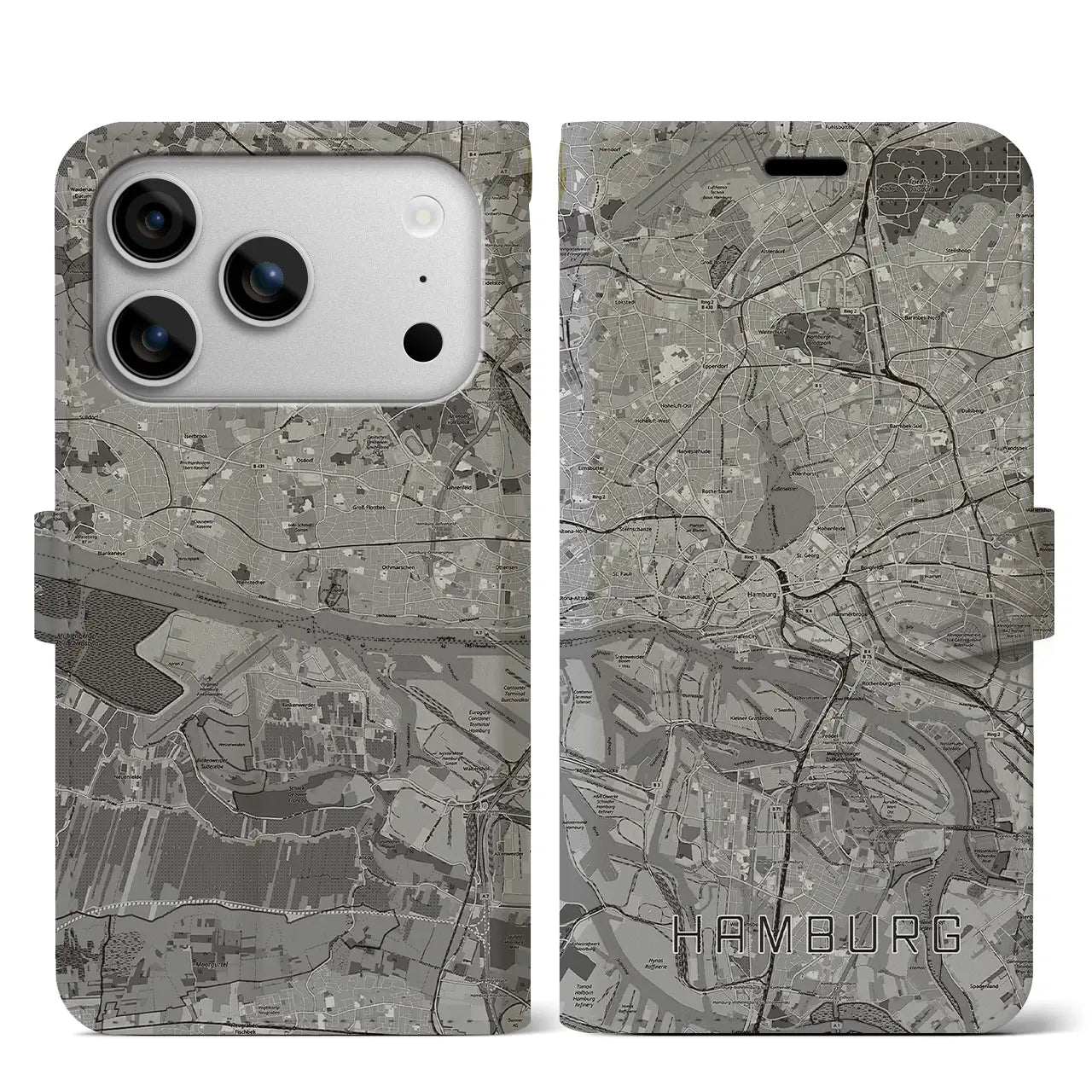 【ハンブルク(ドイツ)】地図柄iPhoneケース(手帳タイプ)