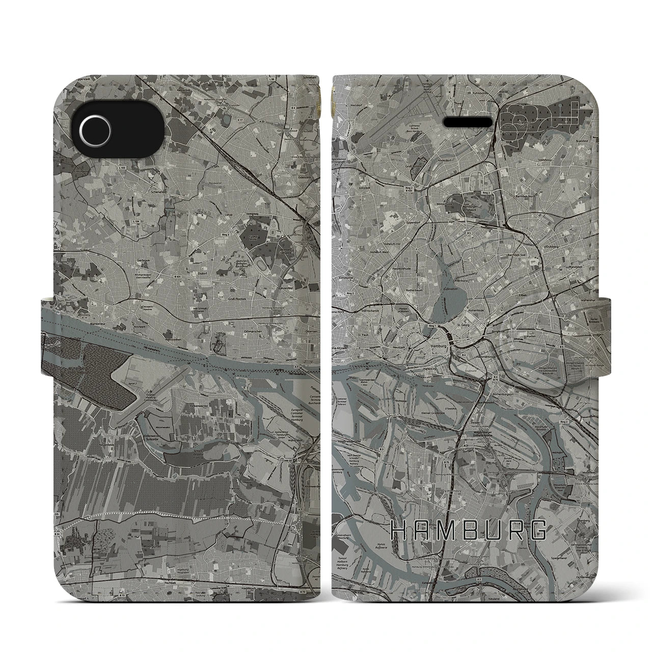 【ハンブルク(ドイツ)】地図柄iPhoneケース(手帳タイプ)