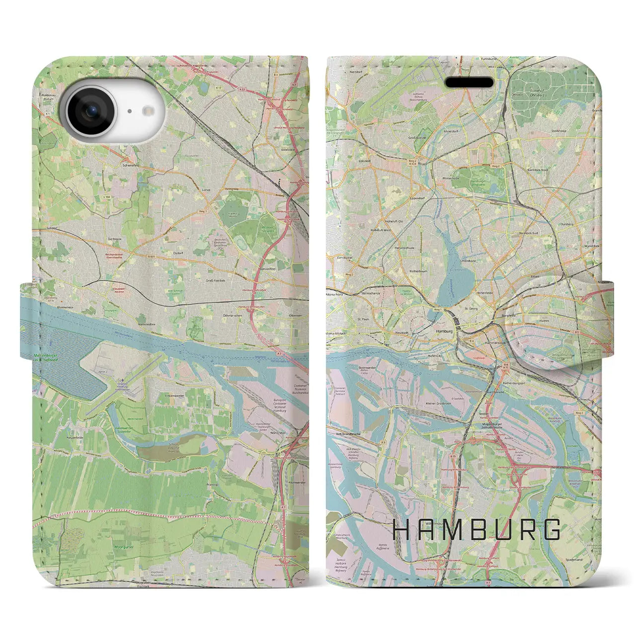 【ハンブルク(ドイツ)】地図柄iPhoneケース(手帳タイプ)