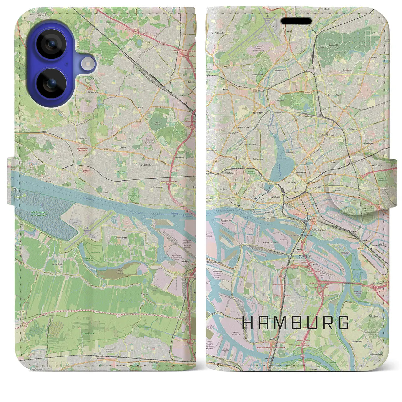 【ハンブルク(ドイツ)】地図柄iPhoneケース(手帳タイプ)ナチュラル・iPhone 16 Pro Max 用