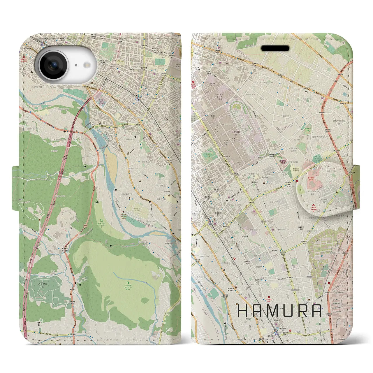 【羽村(東京都)】地図柄iPhoneケース(手帳タイプ)