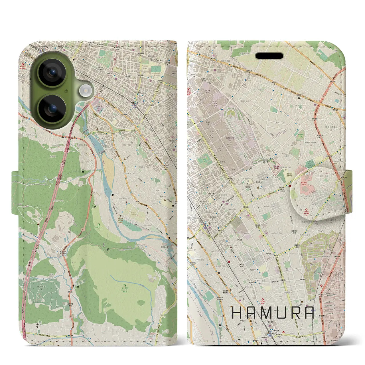 【羽村(東京都)】地図柄iPhoneケース(手帳タイプ)