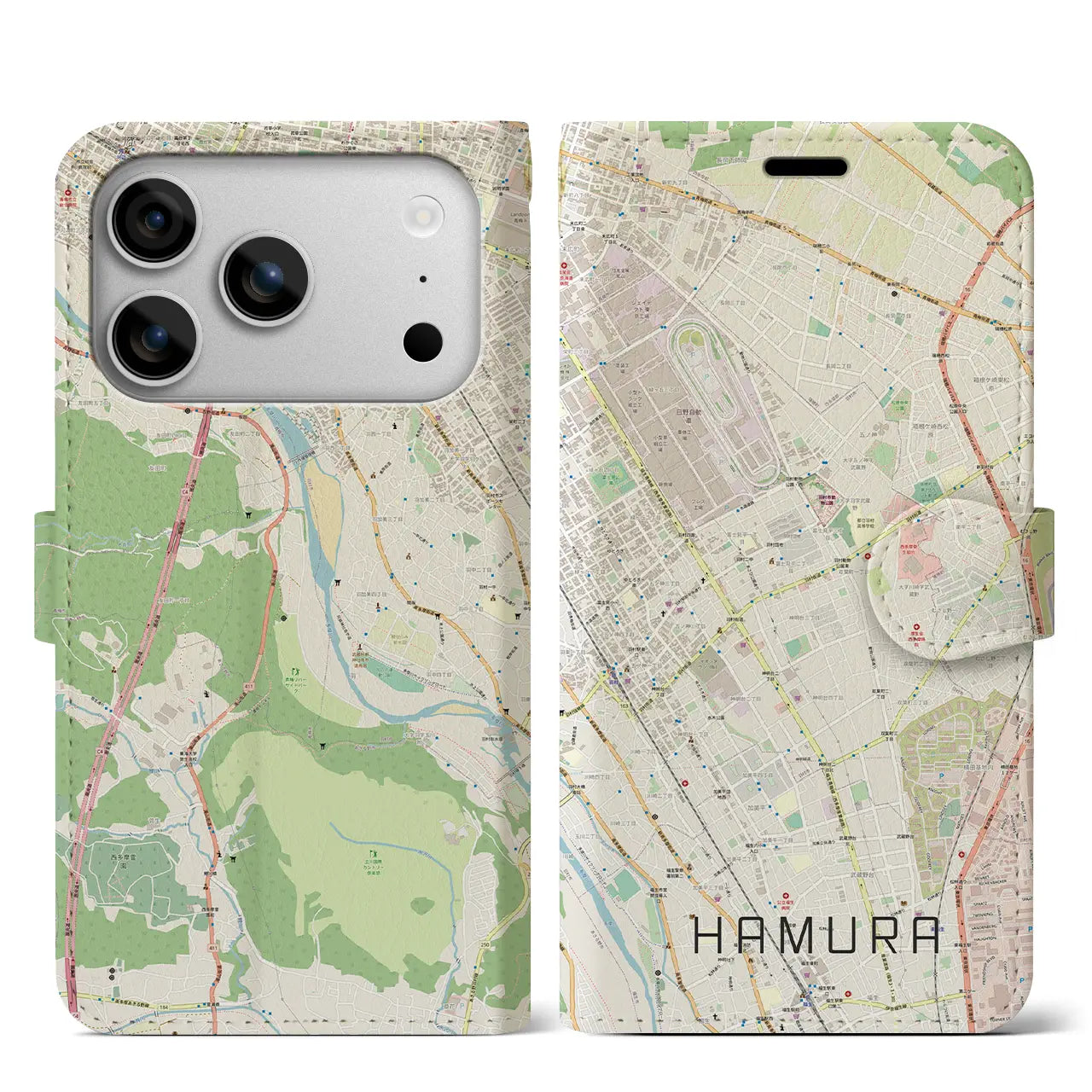 【羽村(東京都)】地図柄iPhoneケース(手帳タイプ)