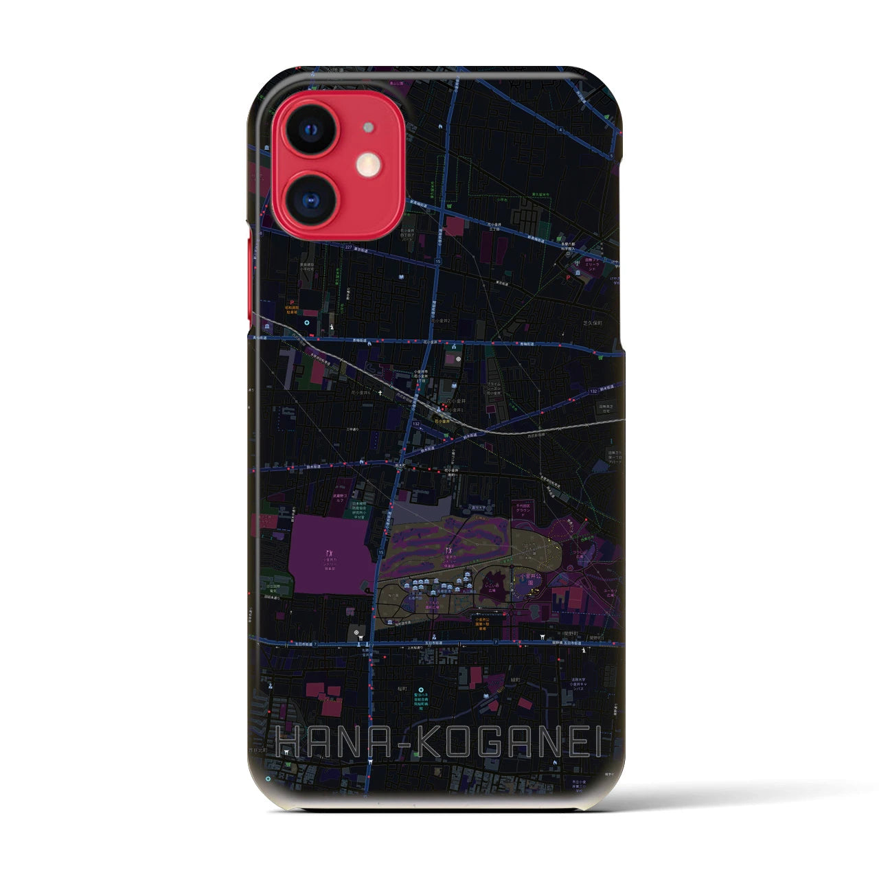 【花小金井(東京都)】地図柄iPhoneケース(バックカバータイプ)