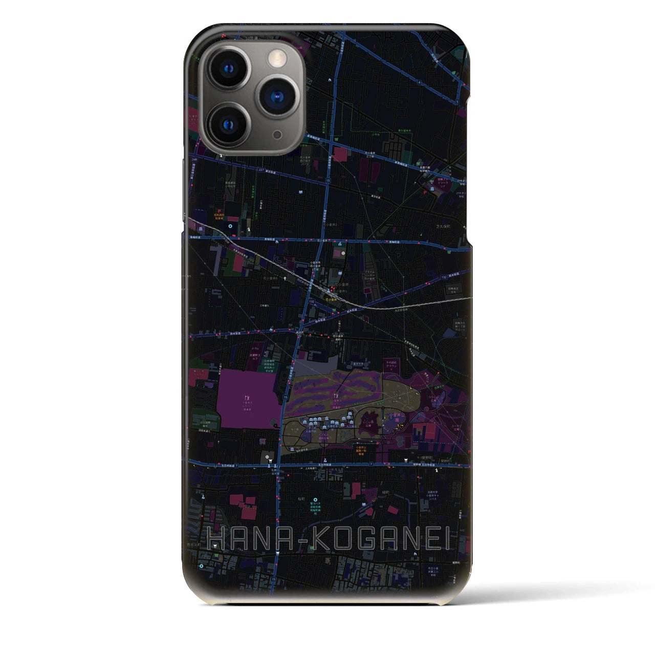 【花小金井(東京都)】地図柄iPhoneケース(バックカバータイプ)