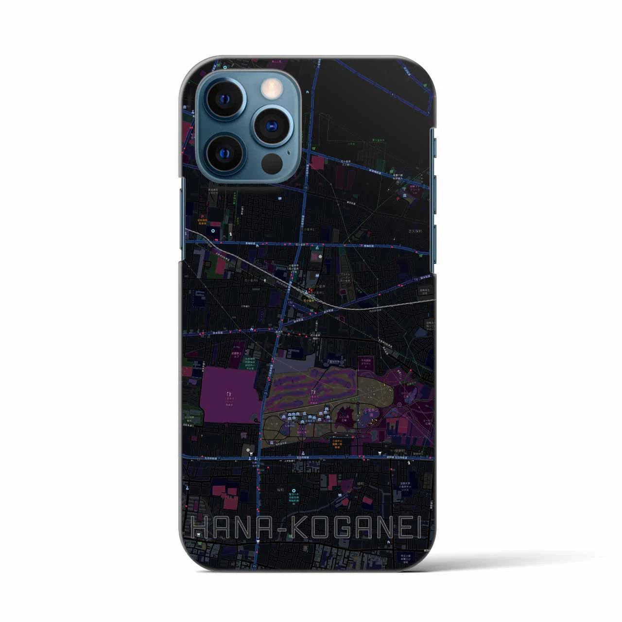 【花小金井(東京都)】地図柄iPhoneケース(バックカバータイプ)