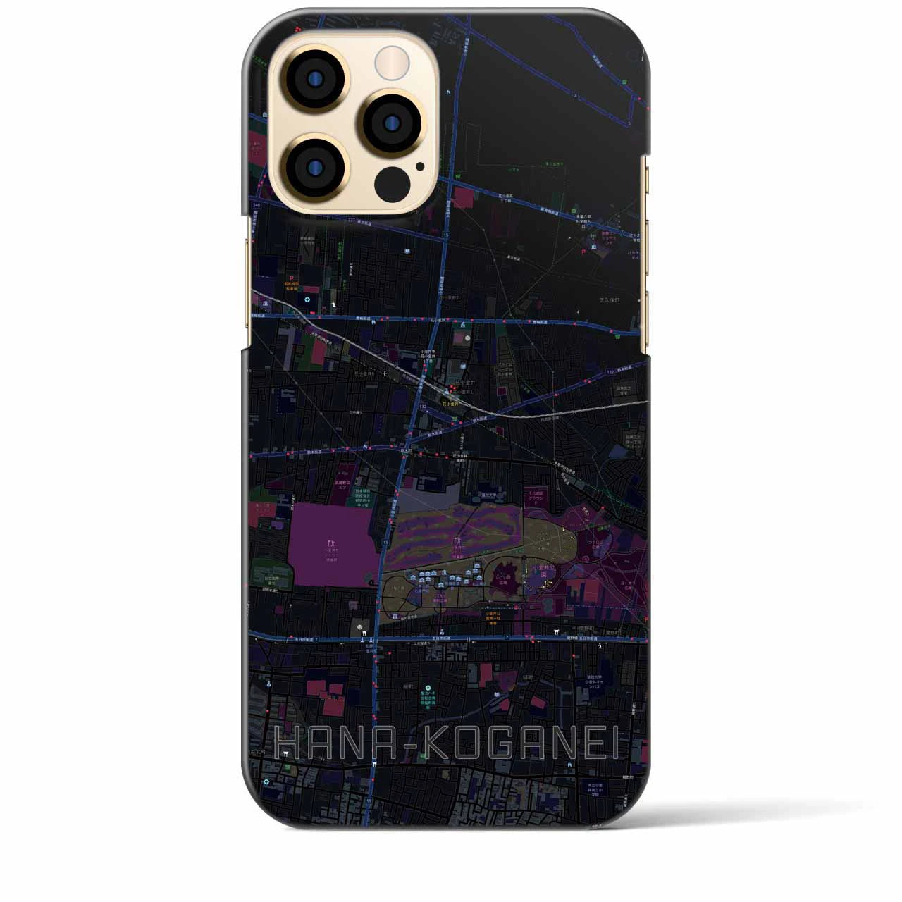 【花小金井(東京都)】地図柄iPhoneケース(バックカバータイプ)